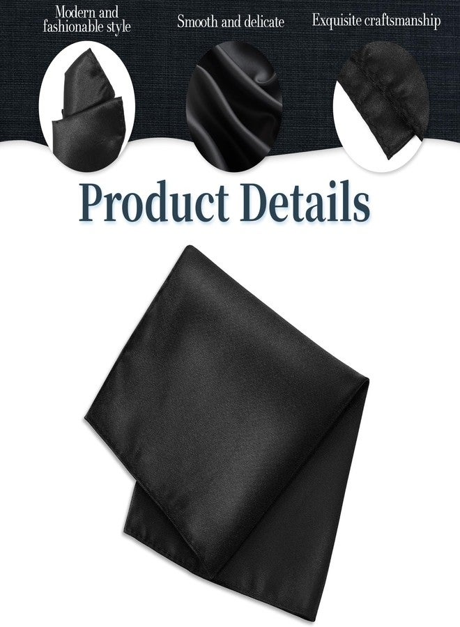 Gtziqa Pocket Squares for Men, 6 Pcs Black Handkerchief Solid Silk Hankies for Men Suit Party Daily Christmas Father's Day Gifts - Image 3